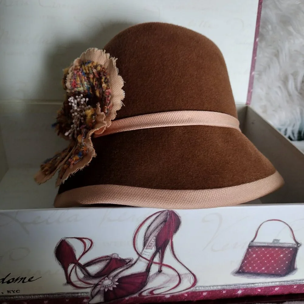 Orit Pariente NY Tweed Cloche Hat Floral Designer Artisan NWOT Parisian Style - Picture 6 of 8